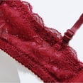 thumbnail image 4 of Tao Tao Women's Lace Flower Embroidery Bra Fashion Underwear Comfortable Seamless Adjustment Bra Women's Wireless Bra Underwear Red 85C, 4 of 5
