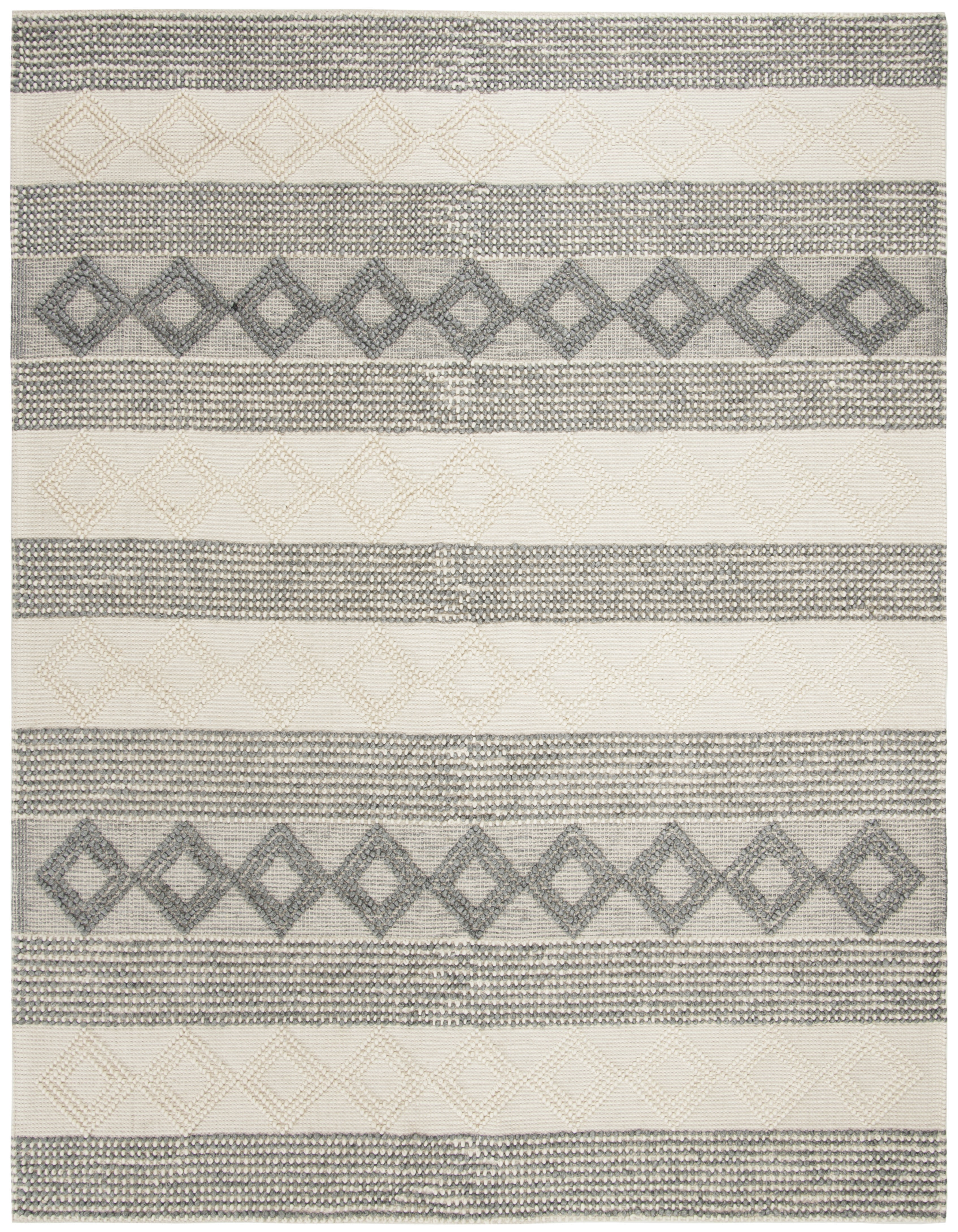 SAFAVIEH Natura Tamsen Geometric Striped Area Rug, Grey/Ivory, 9' x 12'