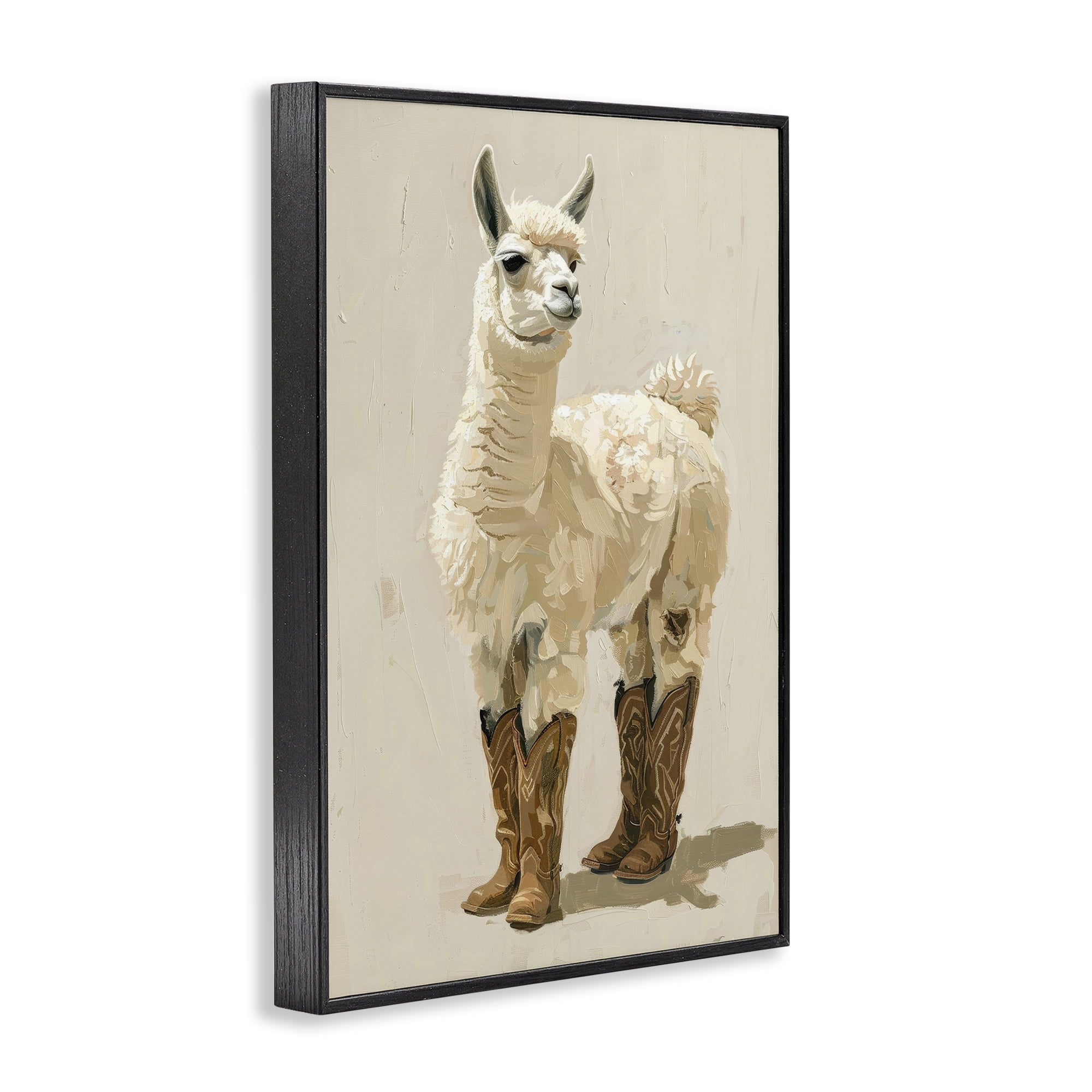Stupell Industries Lamb & Cowboy Boots Animals & Insects Painting Black Framed Art Print Wall Art, 16 x 24