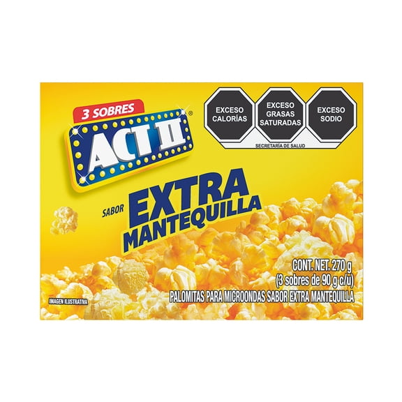 Palomitas para microondas ACT II extra mantequilla 3 sobres de 87 g c/u