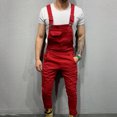 thumbnail image 3 of Koszal Men Jumpsuit Solid Color Multi Pockets Overalls Full Length Mid Rise Cargo Jumpsuit for Working, 3 of 8