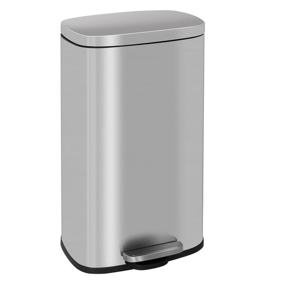 BestOffice 8Gallon/30L Stainless Steel Trash Can, Fingerprint-Proof for Office/Bedroom/Bathroom(silver)