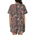 thumbnail image 6 of Fotbe Rose Mix Leopard Print Pajama Set for Women 2 Piece Loungewear Short Sleeve Tops and Shorts Set Soft Sleepwear-X-Large, 6 of 7