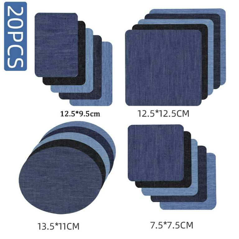 15pcs Iron On Patches Sweaters Shirt Elbows Knee Patch Jean Denim Patches  (black, Dark Blue And Light Blue)