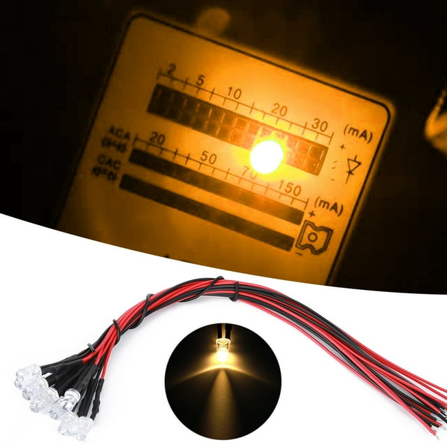 Diodo emisor de luz precableado 12 V Bling Bling Luz blanca cálida 5 mm