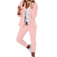 thumbnail image 1 of Womens Business Work Suit Set Long Sleeve Open Front Blazer with Slim Fit Suit Pants Basic Work Office Formal Suit Sets, 1 of 6
