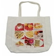 thumbnail image 1 of Coffee Shopping Bag, Salted Treats Photo Muffins Cupcakes Coffee Beans Collage Art Photo, Eco-Friendly Reusable Bag for Groceries Beach and More, 15.5" X 14.5", Cream, by Ambesonne, 1 of 2