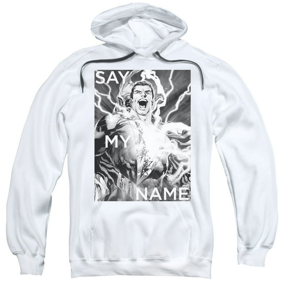 JLA Justice League Say My Name Adult Pullover Hoodie Sweatshirt White