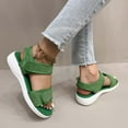 thumbnail image 5 of Sandal for Women Flat Heel Open Toe Casual Versatile Summer Trendy Round Toe Solid Color Women Footwear Comfortable Ankle Strap Walking Beach Shoes Green 8.5, 5 of 9