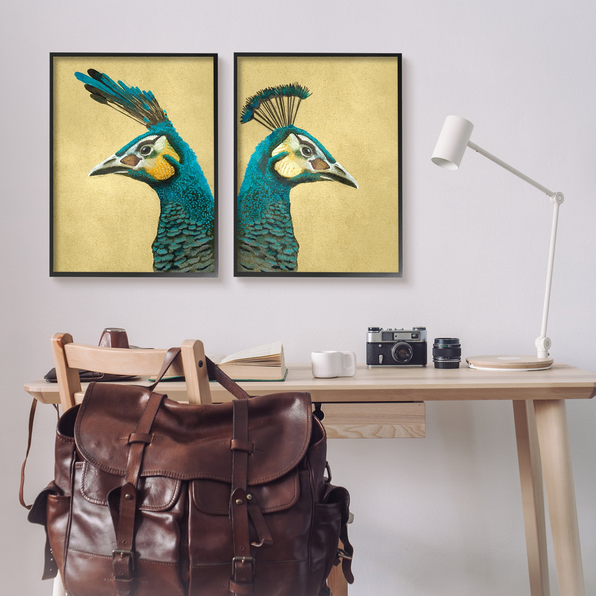 Stupell Industries Teal Peacock Portraits Animals & Insects Painting Black Framed Art Print Wall Art, 24 x 30