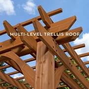 Backyard Discovery Beaumont 10x10 Cedar Wood Patio Pergola Kit, Trellis Roof, PowerPort