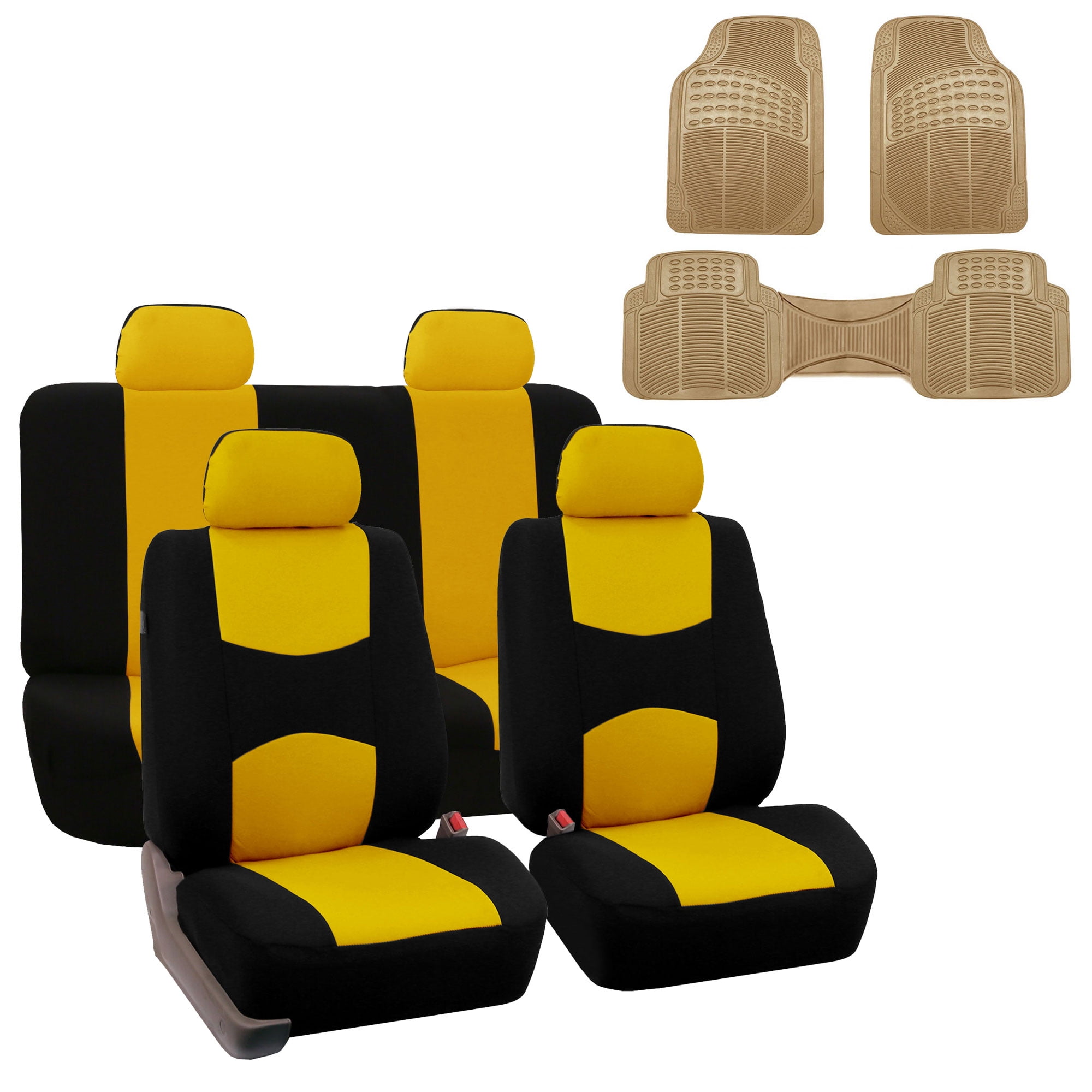 FH Group Car Seat Covers Full Set Cloth Universal Fit Automotive Seat