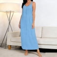 thumbnail image 3 of LIaqionyy Women's Nightgown Sleeveless Sleepwear Wide Strap Pleated Scoop Neck Long Nightshirt Lounge Dresses, 3 of 6