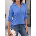 thumbnail image 3 of Blusa tipo túnica TICTICMISS para mujer, manga 3/4, cuello en V, azul, 3 of 6