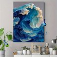 thumbnail image 4 of Indigo Sky Blue Fluid Abstract Canvas Print, Textured Curved Shape Minimal Modern Home Bedroom Wall Decor Art, 4 of 8