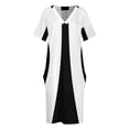 thumbnail image 4 of Vestido holgado con bolsillos, estilo retro de los años sesenta, en blanco y negro. Vestido de verano para mujer. Ropa de mujer para verano 2025., 4 of 7