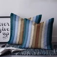 thumbnail image 2 of 18x18 Pillow Covers Set of 2, Blue Brown Throw Pillow Covers Decorative Couch Cushion Case, Farmhouse Wood Grain Vintage Vertical Striped Microfiber Square Pillowcases for Bedroom Car Living Room, 2 of 7