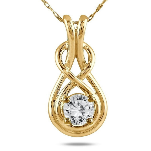 SZUL Women's 1/2 Carat Diamond Knot Pendant in 10K Yellow Gold (J-K-L Color, I2-I3 Clarity)