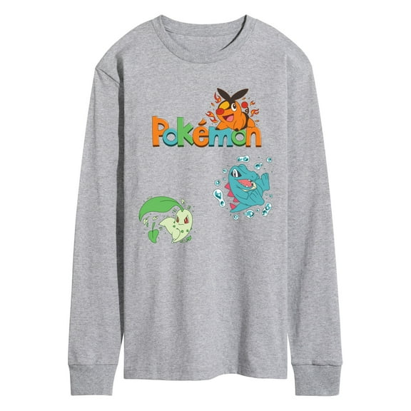 Pokémon - Chicorita, Tepig, Totodile - Men's Long Sleeve Graphic T-Shirt