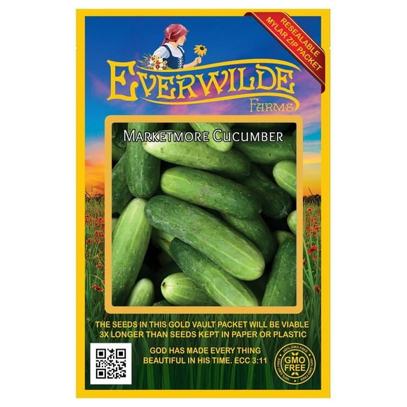 Everwilde Farms - 100 Marketmore 76 Cucumber Seeds - Gold Vault Jumbo Bulk Seed Packet