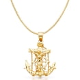 thumbnail image 1 of 14K Yellow Gold Mariner Religious Crucifix Charm Pendant with 0.8mm Box Chain Necklace - 18", 1 of 4