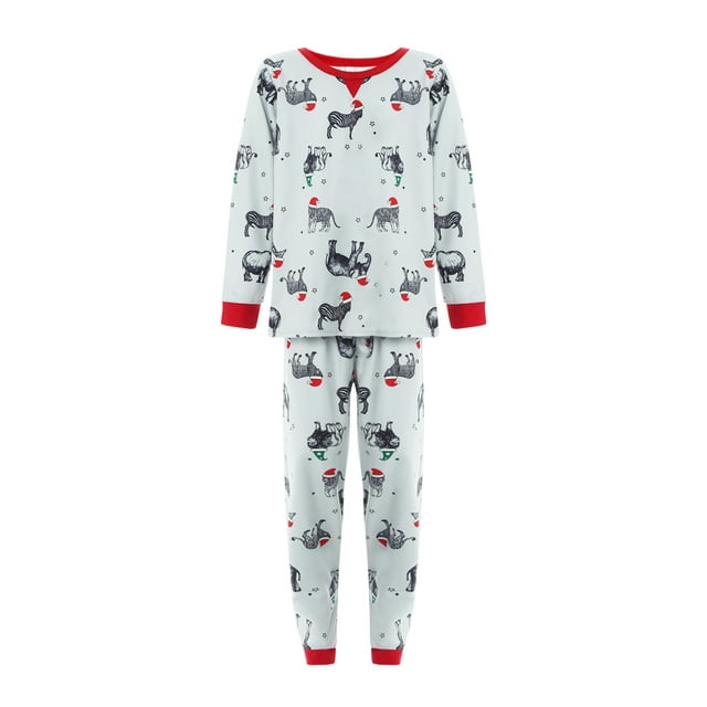 Kmbangi Ensemble de Pyjamas Assortis pour la Famille Adultes Enfants Imprimé Animal Vêtements de Nuit