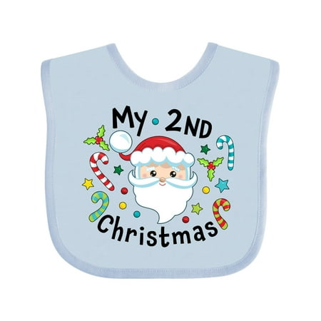 

Inktastic My Second Christmas Santa with Candy Canes Boys or Girls Baby Bib