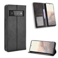 thumbnail image 2 of Compatible with Google Pixel 6 Pro Case Magnetic Closure Vintage Pattern PU Leather Wallet Cover with Card Slots-Black, 2 of 5