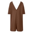 thumbnail image 6 of Laqbezok Women's Off-The-Shoulder Romper, Loose Casual Short Sleeve Jumpsuit, Summer One-Piece Playsuit with Pockets, 6 of 8