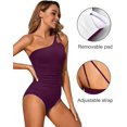 thumbnail image 2 of SURJDE One Shoulder One Piece Swimsuit for Women Tummy Control Bathing Suits Modest Full Coverage Keyhole Swimwear, 2 of 6