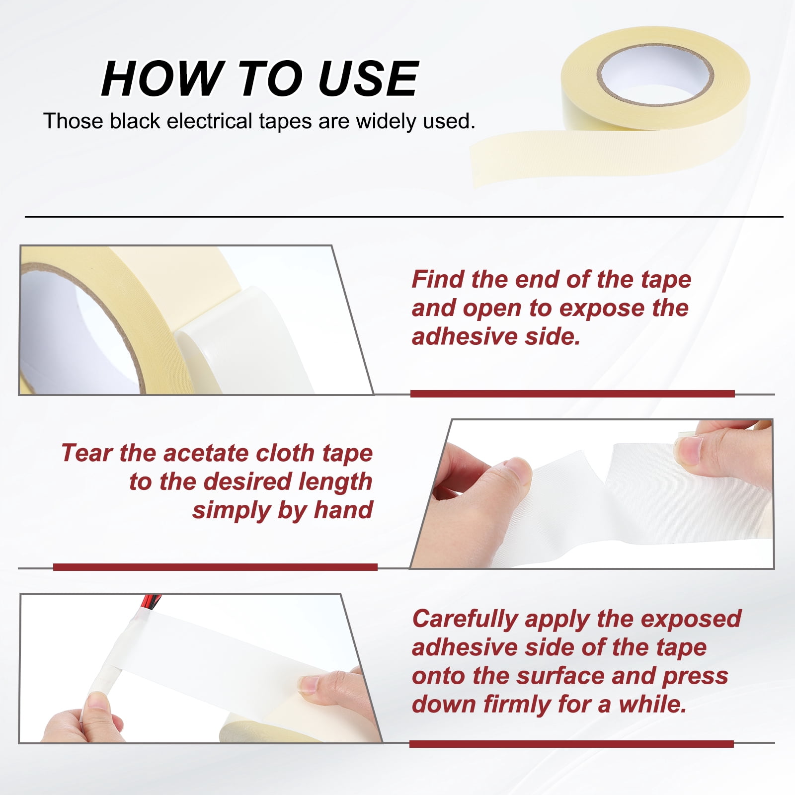 Uxcell Electrical Tape Acetate Cloth Insulation Tape Flame Retardant High Temperature Resistant for Motor Wire Harness Winding Metal Repair 98 Feet x 1.8 Inch White