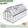 thumbnail image 3 of ALAULM 8x14 ft Outdoor Polycarbonate Greenhouse with Aluminium Frame, Walk-in Greenhouse with Drainage Channel, 2 Adjustable Roof Vents, Lockable Double Doors for Garden Backyard Patio Lawn, 3 of 8