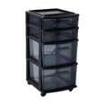 thumbnail image 1 of HOMZ Drawer Tower, 4-Tier Clear Plastic Rolling Storage Cart Organizer, Black/Smoke, 1 of 11