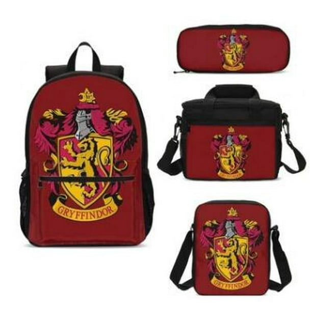 Conjunto de 4 unids set de mochilas de Harry Potter lonchera estuches para lapices Gryffindor Hogwarts mochila escolar para estudiantes de magia