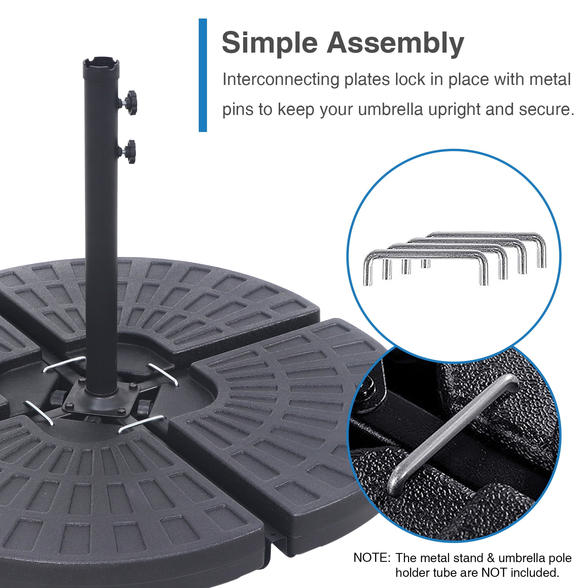 Maypex 120 lbs Outdoor Cantilever Patio Umbrella Base Offset Umbrella Stand, 4-Piece Fillable HDPE Plates for Garden Backyard Poolside in Black
