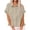 Khaki, variant on Women's Fashion Spring Summer Clothing Fabric Solid Color Front Pocket Hem Fringe Short Sleeve Flared Collar Top