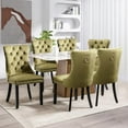thumbnail image 3 of JESTOP Velvet Dining Chairs Set of 6, Tall Back Side Chair, Modern Upholstered High-end Tufted Side Chair with Button Back Ring, Solid Wood Legs (Olive Green), 3 of 7