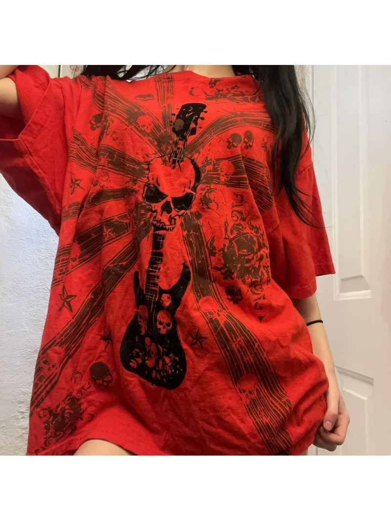 トップス Y2K fairy grunge scull border T-shirt トップス Y2K fairy