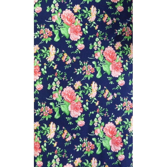 Roses on Navy Blu Cotton Fabric Sold by the Yard Mook Fabrics