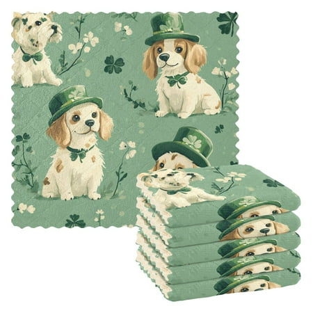 

Cute Dogs Wear Hats Kitchen Towels 6 Pcs Dish Towels Absorbent Soft Quick Dry Towel Dish Rags for Washing Dishes