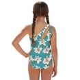 thumbnail image 2 of Jiueut Lily Print Girls One Piece Swimsuit with Mesh Cover Up Skirt 2Pcs Set Trendy Bathing Suit Kids Teens Swimwear Adjustable Strap, 2 of 7