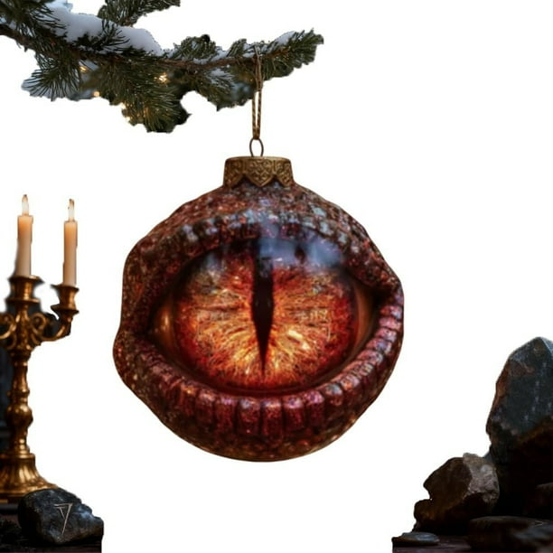 Adorno Navideño Ojo de Dragón Legendario | Decoración Medieval para El Árbol de Navidad | Espíritus Del Fuego, Hielo, Tierra y Viento | Imágenes Fascinantes | Regalo Ideal | 8 X 9 Cm