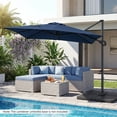 thumbnail image 4 of Costway 11 x 9 FT Cantilever Patio Umbrella with 360° Rotation Easy Tilt Adjustment 8 Ribs Navy Blue, 4 of 11