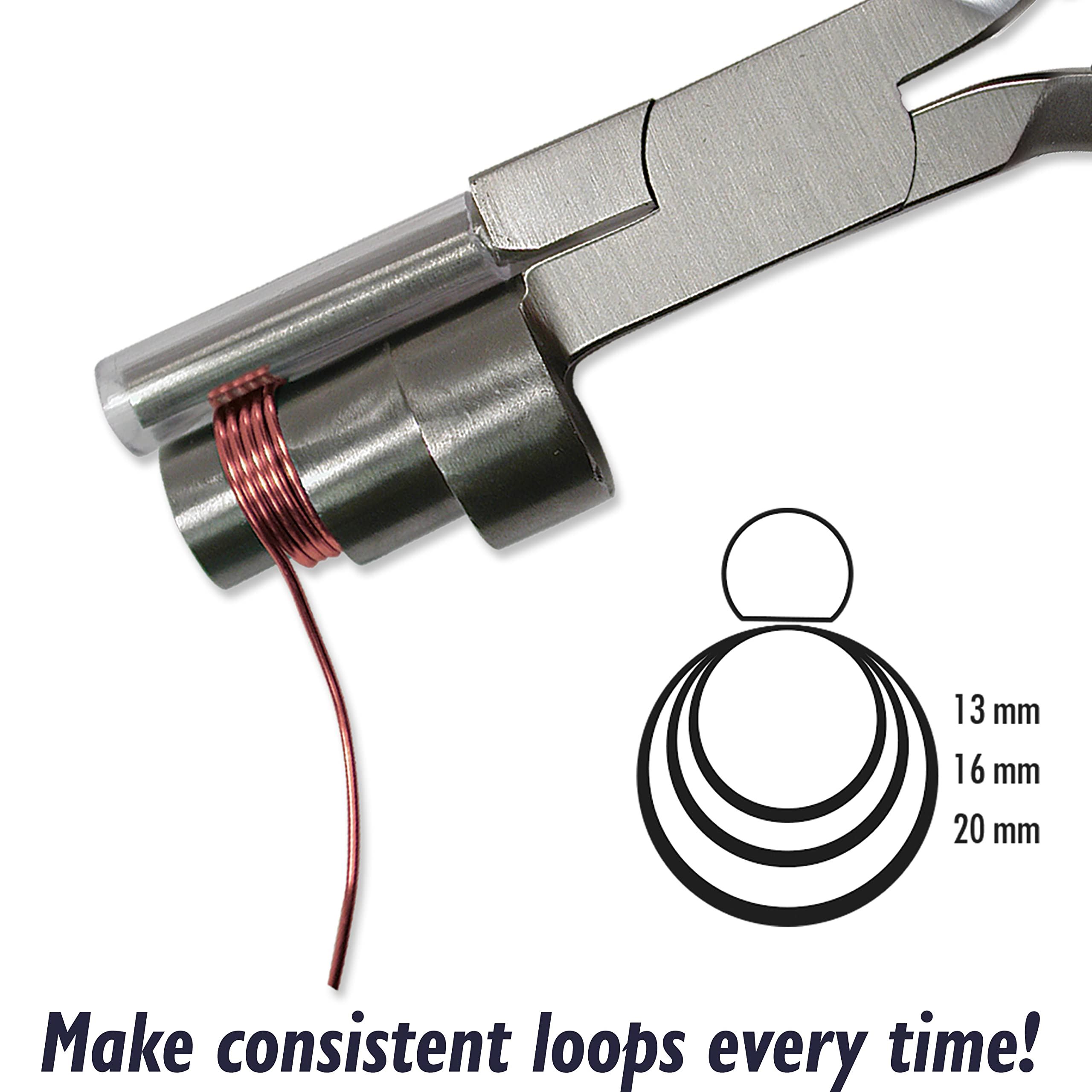 The Beadsmith Wire Looping Pliers - Three Loop Sizes (13-20 mm), Polished Steel Head, Comfort Grip