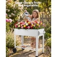 thumbnail image 3 of 39 Inch Outdoor Raised Garden Bed with Wheels and Shelf, Lockable Rolling Steel Planter Box, 400 lbs Capacity for Patio, Balcony, Backyard,White, 3 of 7