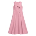 thumbnail image 4 of ClodeEU Women's Sleeveless V Neck Midi Dress,Casual A Line Dress with Button and Pockets Pink,Women's Plus M, 4 of 5