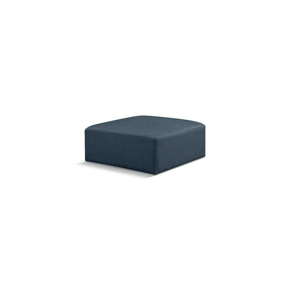 Meridian Furniture Cube Navy Blue Vegan Leather Ottoman