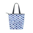 thumbnail image 2 of Zipper canvas bag large capacity large size practical handbag durable Canvas with leather material Navy Blue Stars, 2 of 7