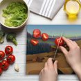 thumbnail image 3 of Southwestern Cutting Board, Cartoon Canyon Landscape with Distant Forest Tree Silhouettes National Park, Decorative Tempered Glass Cutting and Serving Board, Large Size, Multicolor, by Ambesonne, 3 of 5