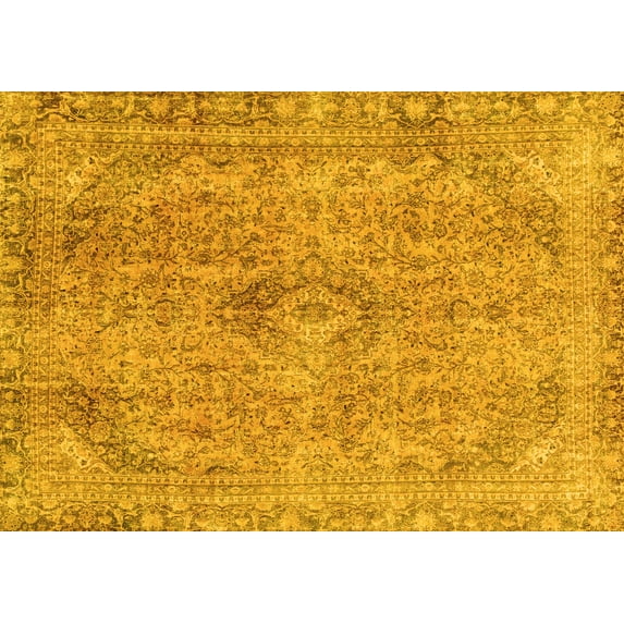 Ahgly Company Indoor Rectangle Abstract Yellow Modern Area Rugs, 8' x 12'